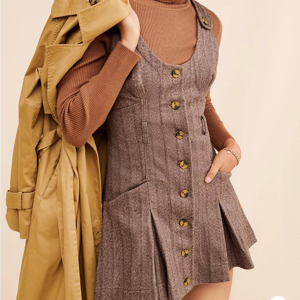 NWT Brown Free People Belong Together Mini Dress